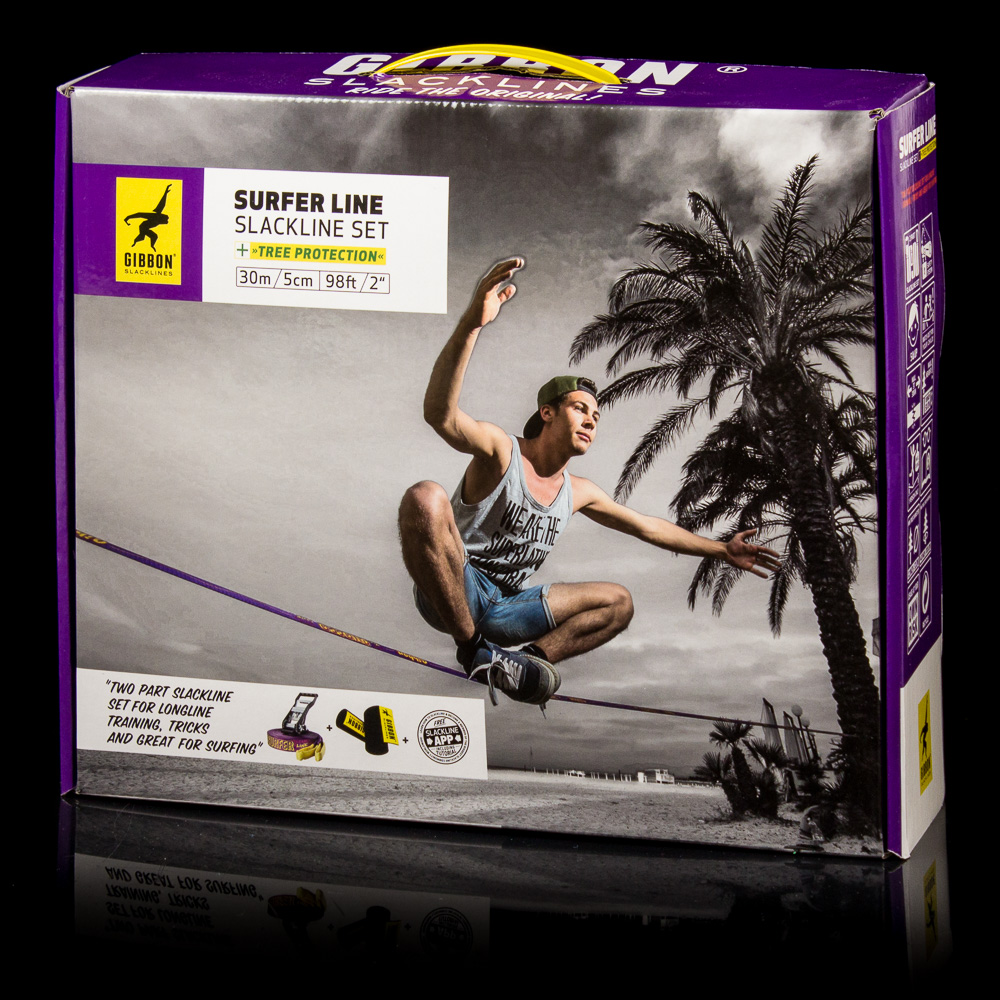 Gibbon Surfer Line Treewear Set Slackline Longline Trickline Freestyle Lila 30m 